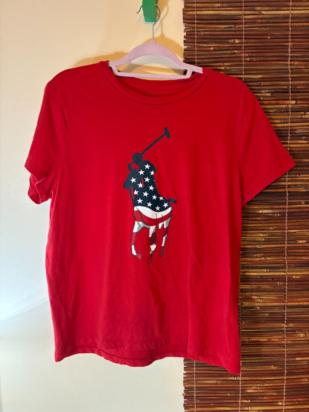 Polo Ralph Lauren Red Big Pony American Flag T-Shirt Youth XL EUC